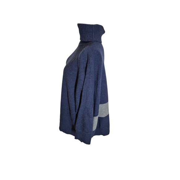 Barbara Wells 100% Cashmere Sweater Turtleneck Swing Sweater Navy Color sz M - Picture 3 of 7